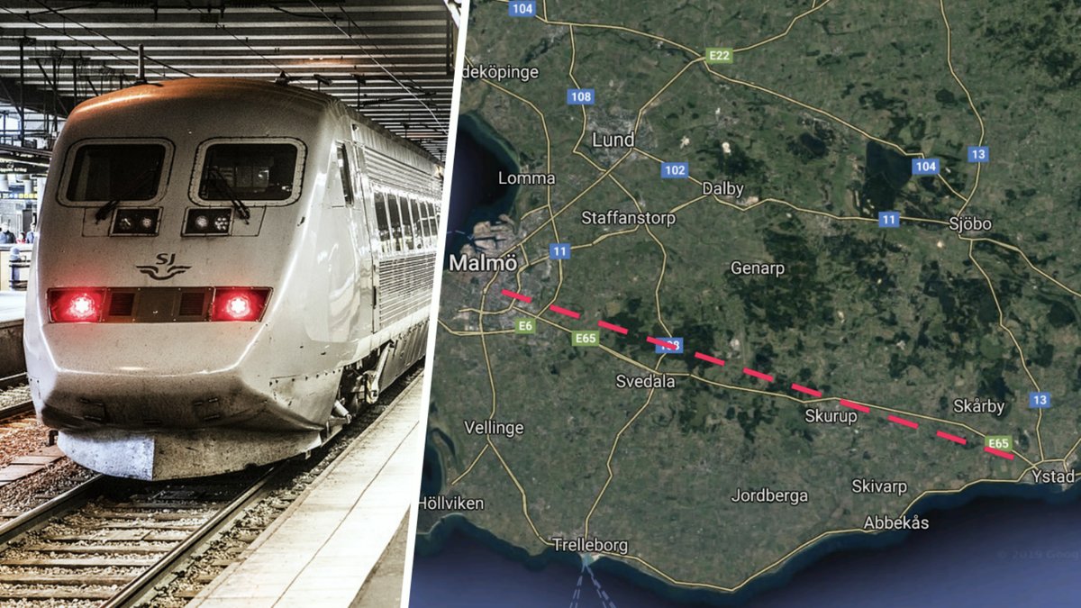 Totalstopp i tågtrafiken mellan Malmö och Ystad.